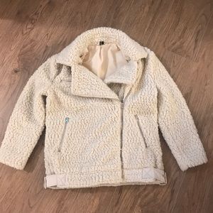 borg biker jacket topshop